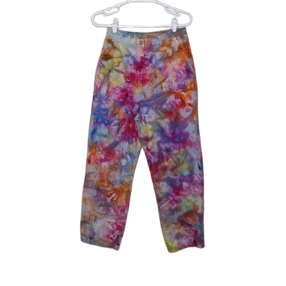 Vintage Slacks Pants Custom Ice Tie Dye Mom 90s Bottoms Art Artist Size 10